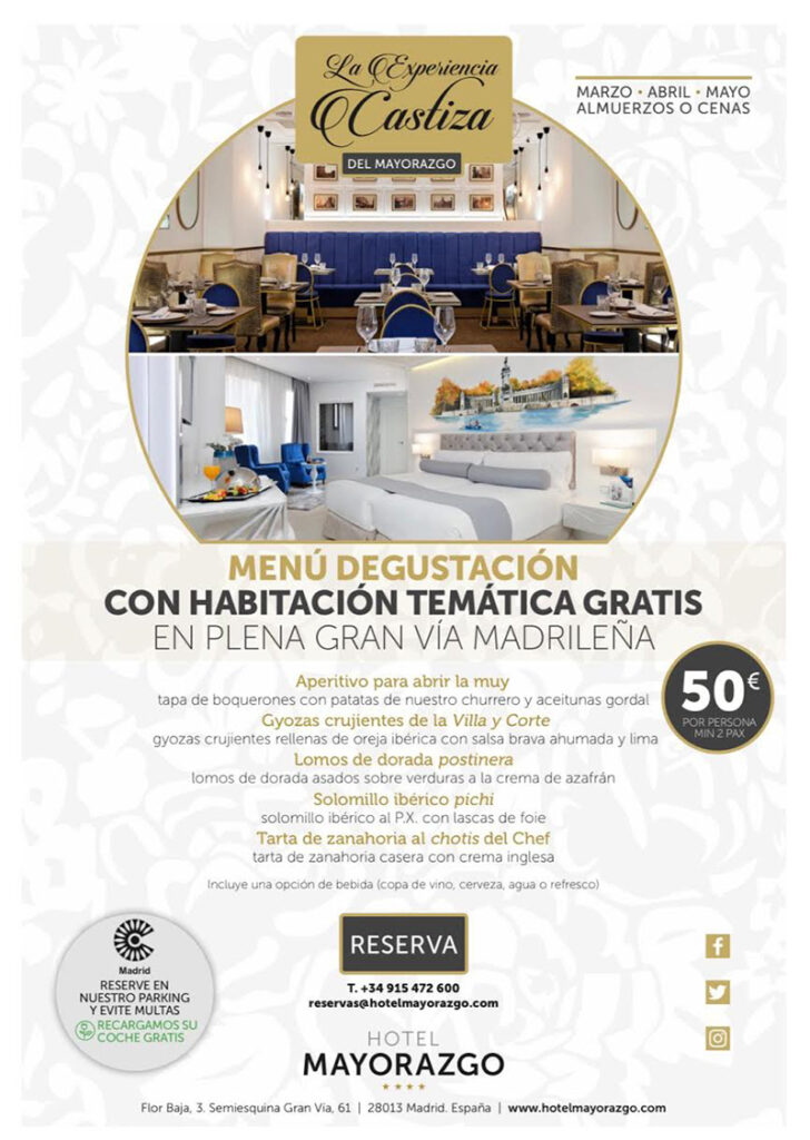 Oferta menu mas habitacion en hotel Mayoral
